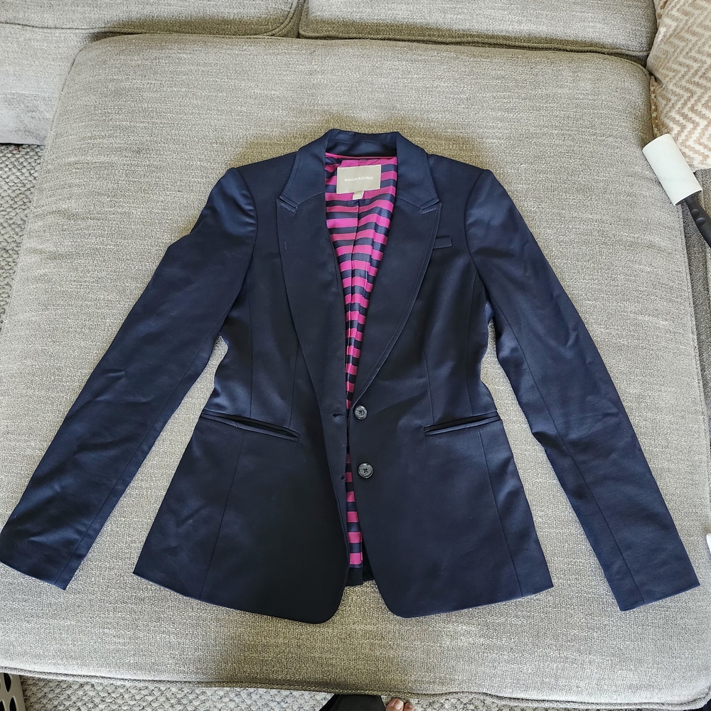 Banana Republic Dark Blue Blazer with Pink Lining